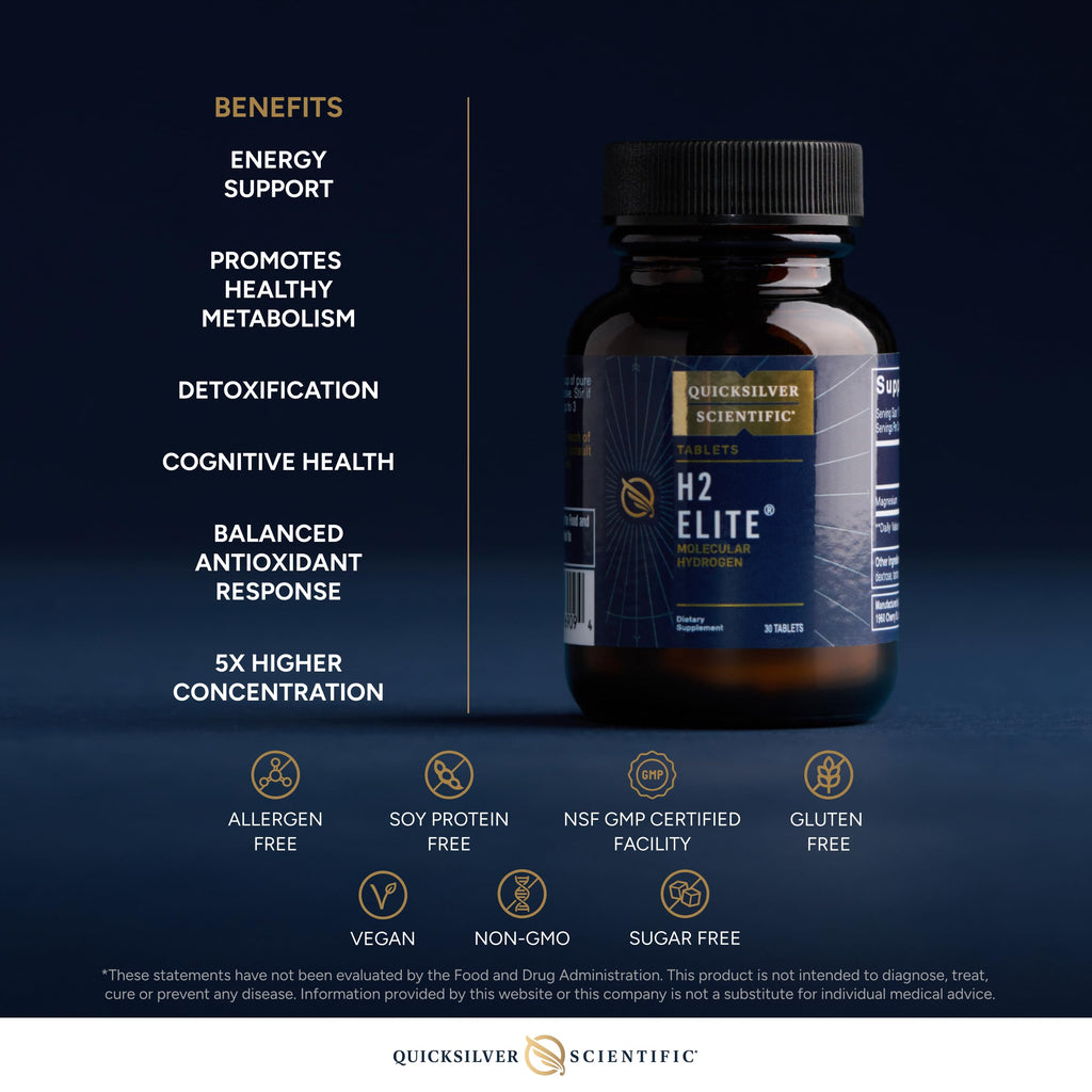 Quicksilver H2 Elite – Molecular Hydrogen Tablets for Energy & Metabolism