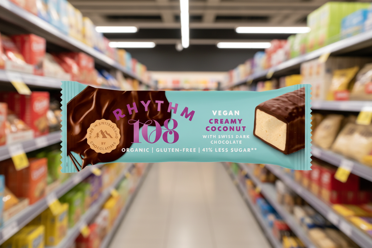 15 x Rhythm 108 Creamy Coconut Bar Dark Choc - 33g