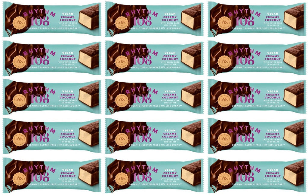 15 x Rhythm 108 Creamy Coconut Bar Dark Choc - 33g