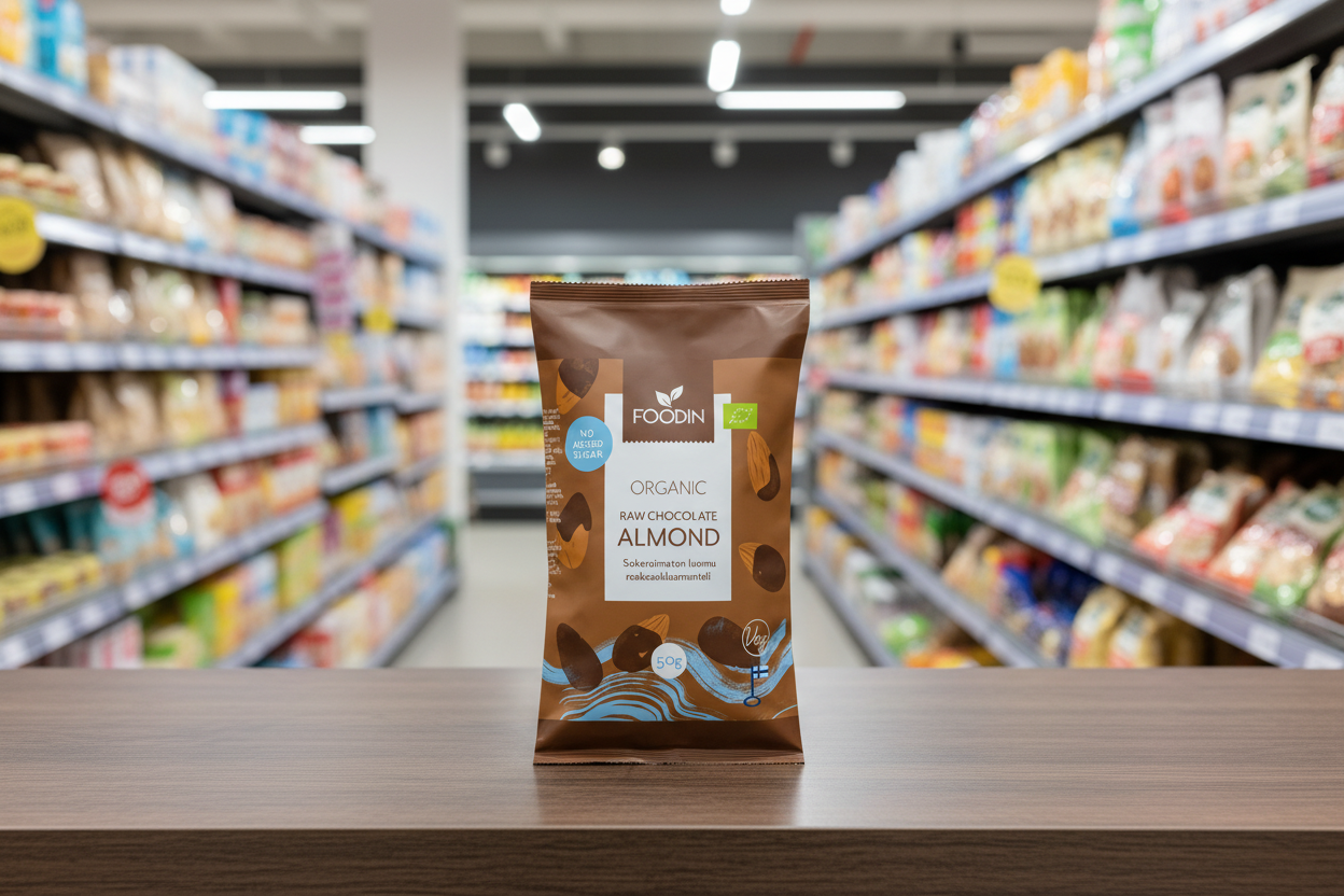 8 x Foodin Orga Raw Choc Almond - 50g