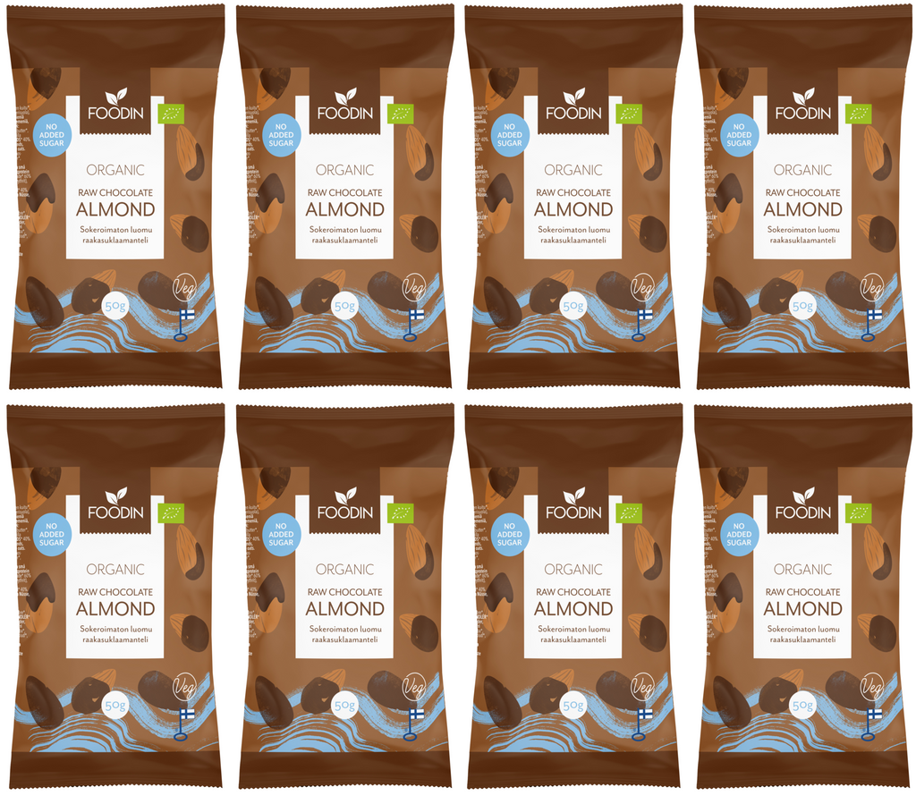 8 x Foodin Orga Raw Choc Almond - 50g