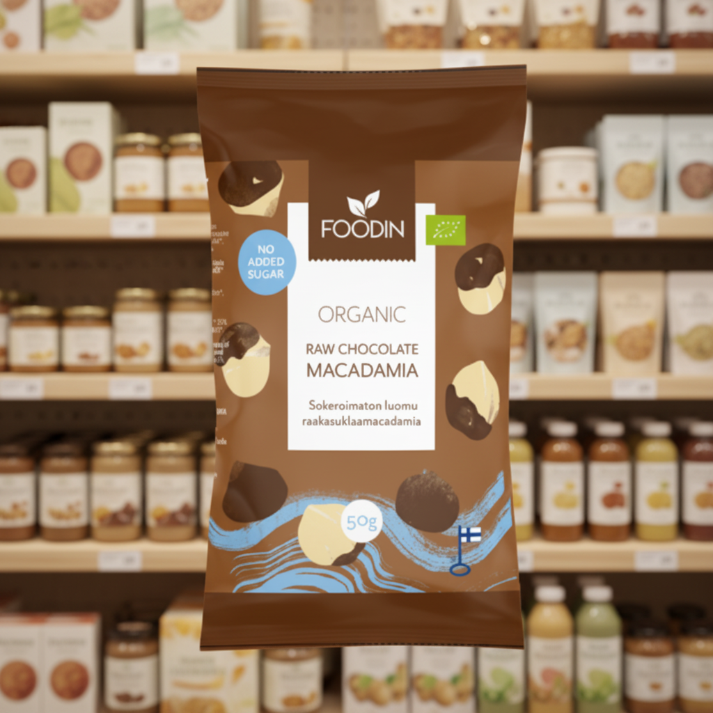 8 x Foodin Org Raw Choc Macadamia - 50g