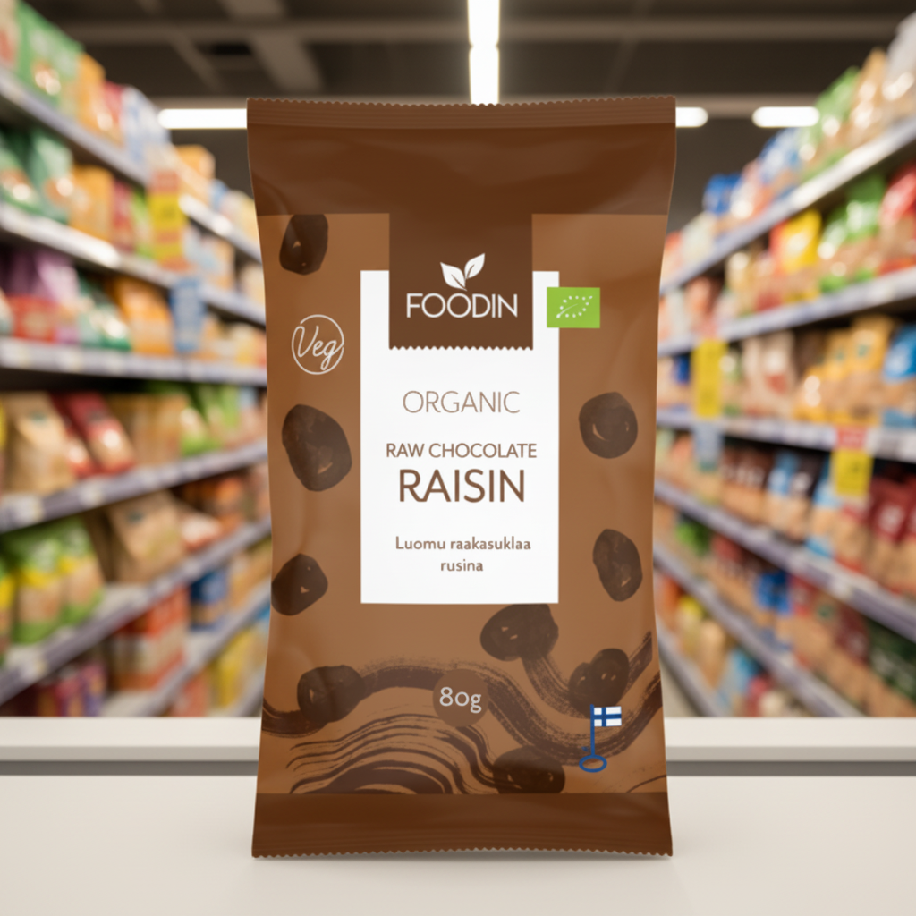 8 x Foodin Org Raw Chocolate Raisins - 80g