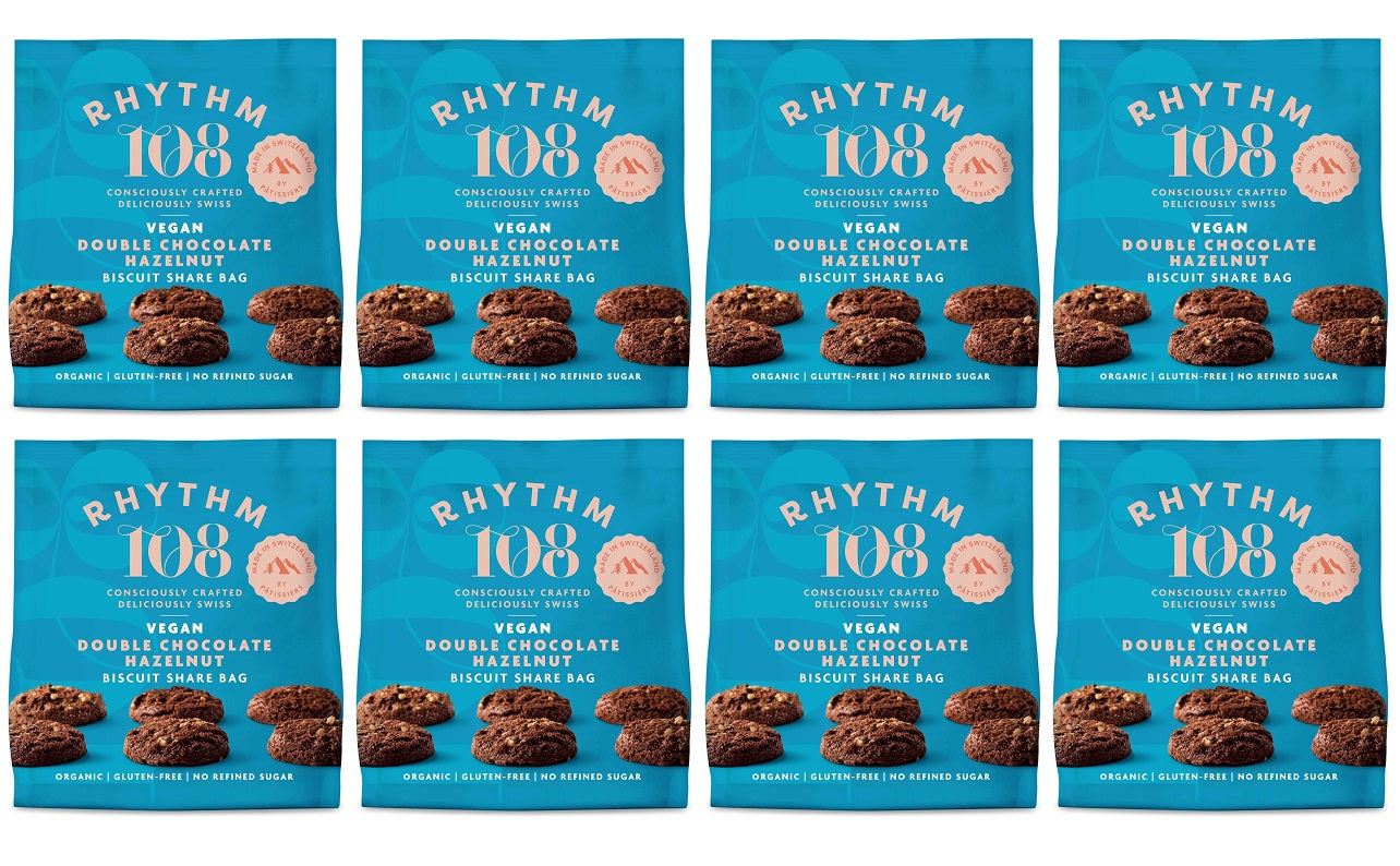 8 x Rhythm 108 Double Choc Hazelnut Share Bag - 135g