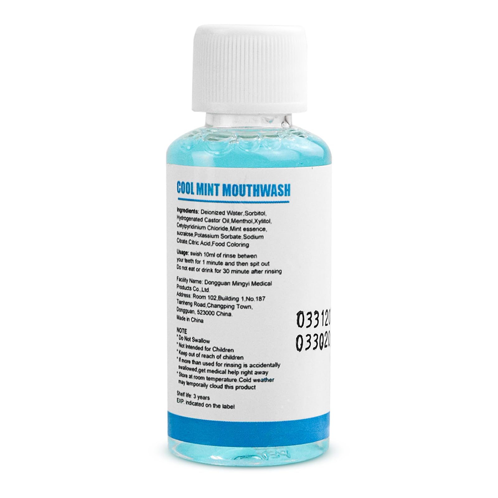 SLequipo 25 Travel Size Mint Mouthwash – Bulk 1.2oz/35ml, Pack of 10 Blue Bottles