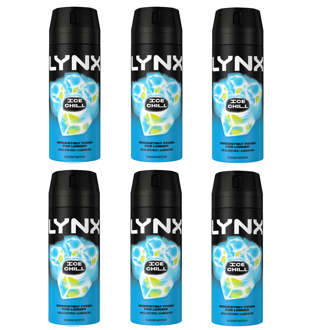 6 x Lynx  Anti-Perspirant Deodorant Spray Ice Chill 150Ml