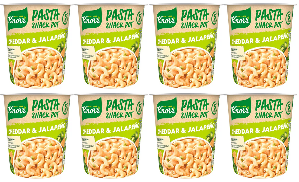 8 x Knorr Pasta Snack Pot Cheddar & Jalapeño 62G