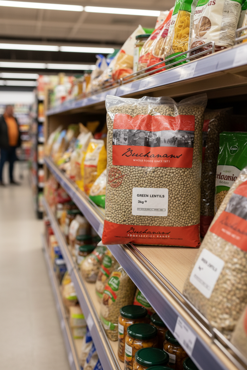 4 x Buchanans Green Lentils 3Kg