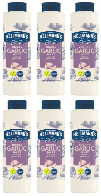 6 x Hellmann's Chunky Garlic Sauce 850Ml (858G)