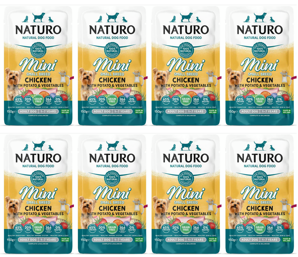 8 X Naturo Adult Mini Chicken & Potato Pouch 150GM