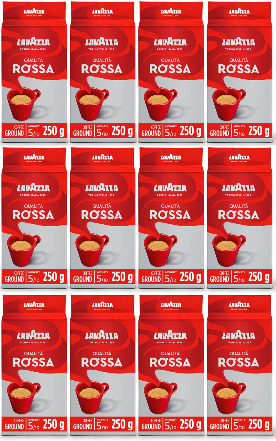 12 x Lavazza Qualitŕ Rossa Ground Coffee 250G
