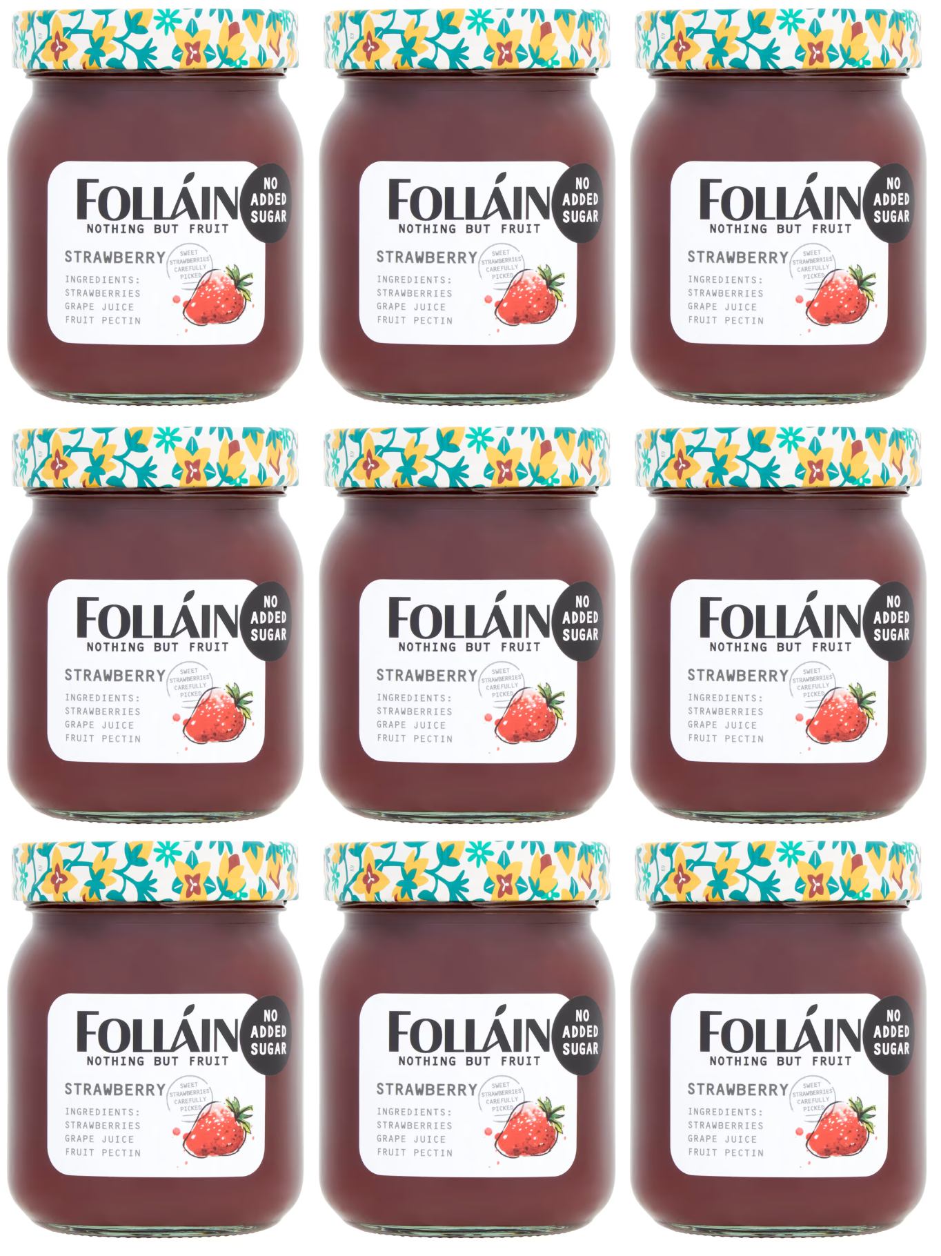 9 x Folláin Nothing But Fruit Strawberry 340G