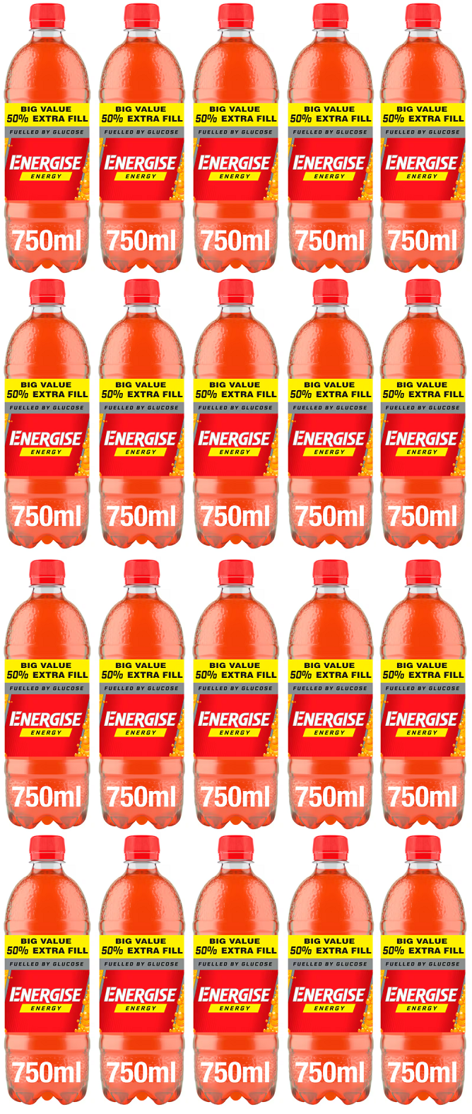 20 x Energise Energy Orange Bottle 750Ml