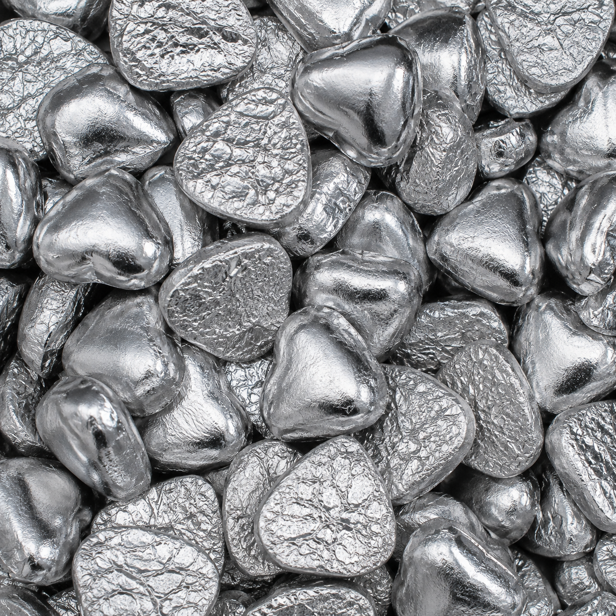Silver Foil Milk Chocolate Hearts