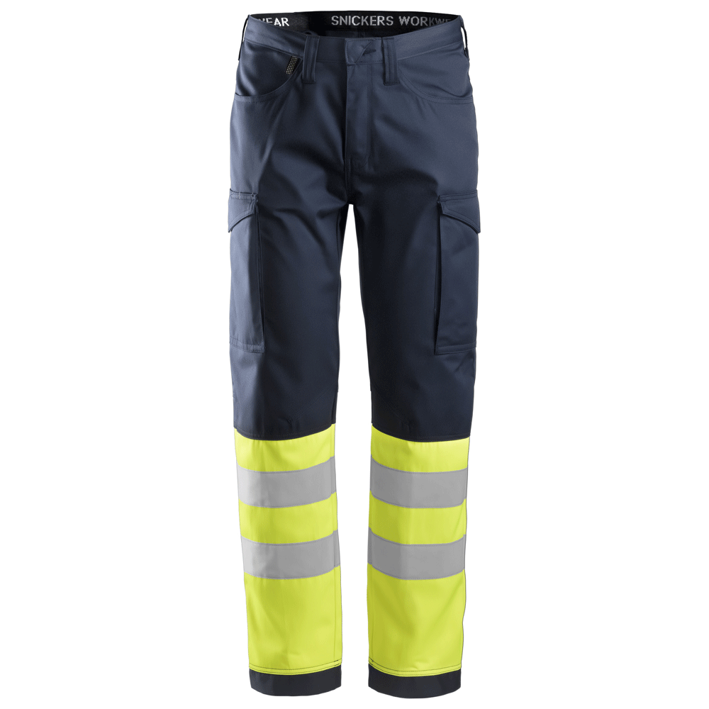 Snickers 6900 Hi-Vis Service Transport Trousers CL1 Navy Blue 30" Waist - 32" Leg - Snickers Size 44