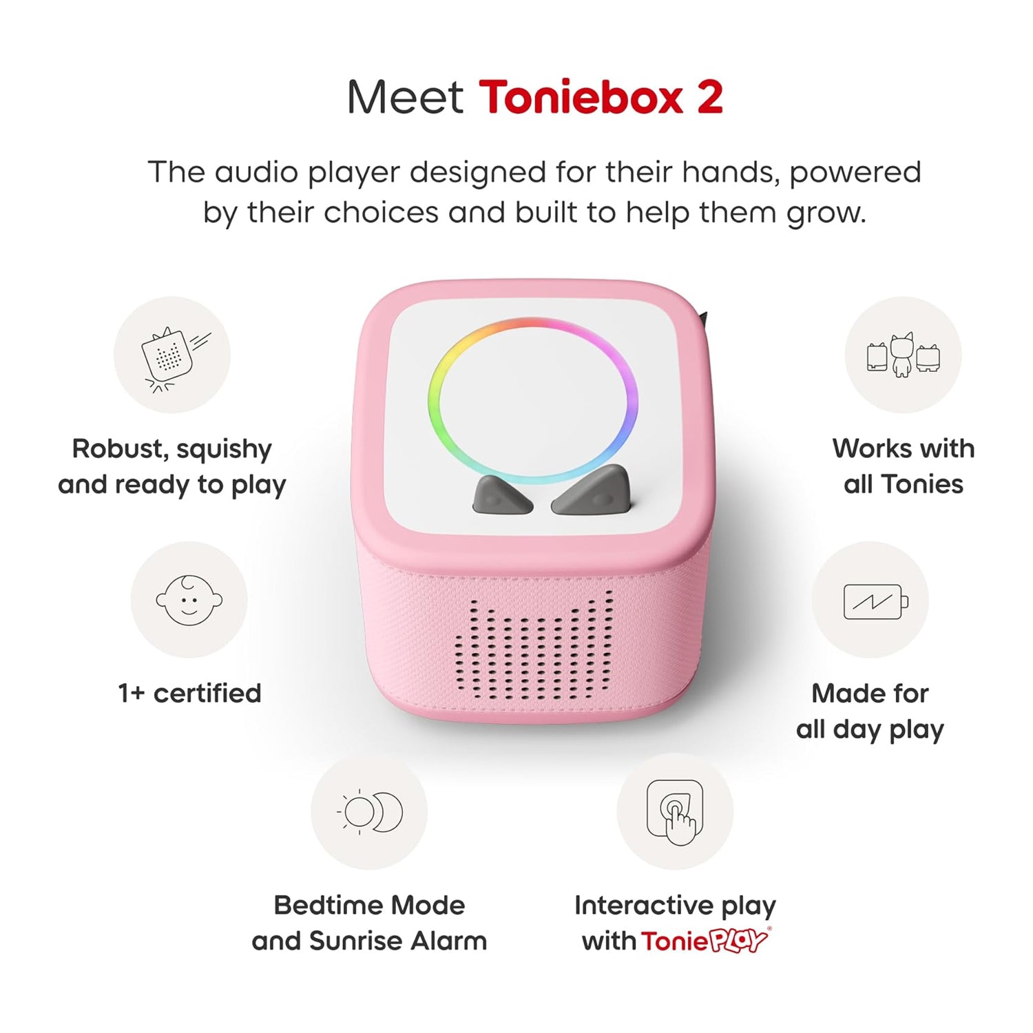 Tonies Toniebox 2 Play Set Including Paw Patrol Chase Tonie, Tonieplay Game & Tonieplay Controller - Cloud Pink