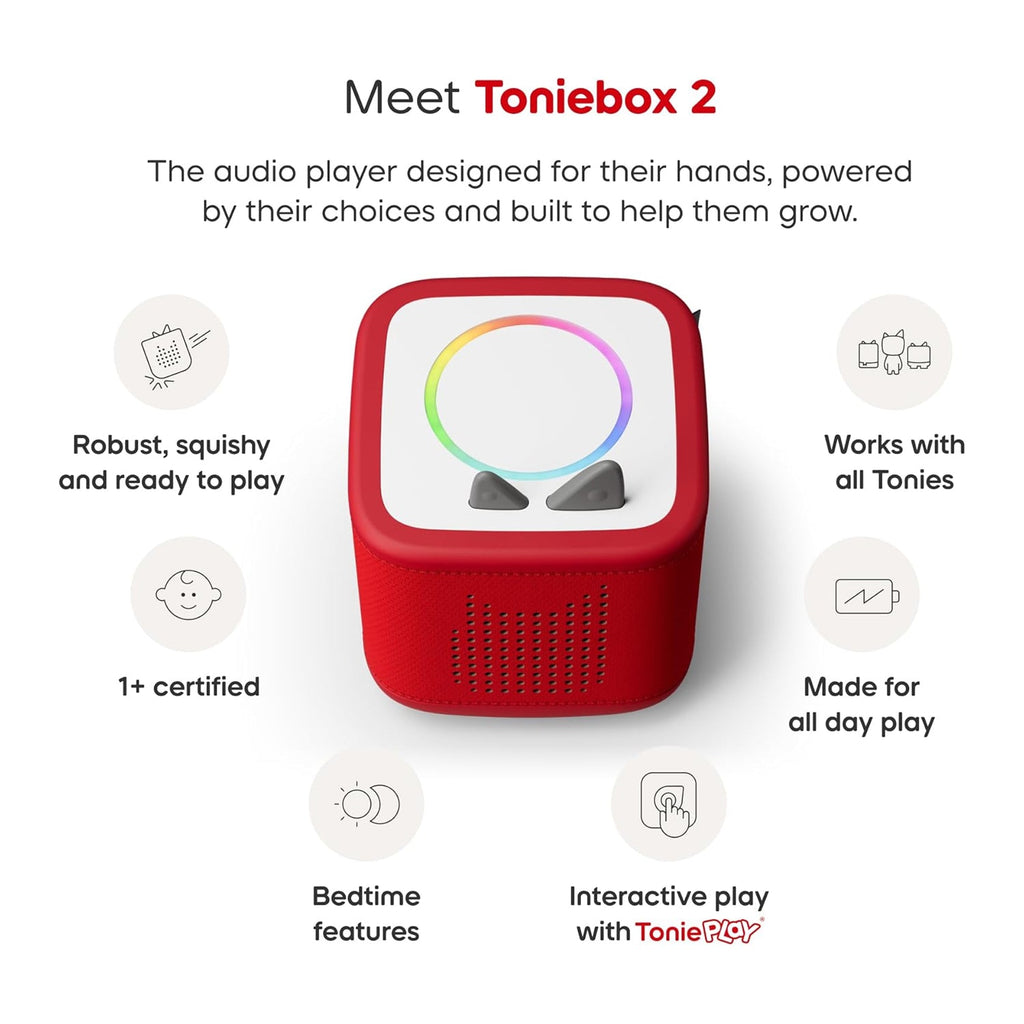 Tonies Toniebox 2 Play Set Including Paw Patrol Chase Tonie, Tonieplay Game & Tonieplay Controller - Sunset Red