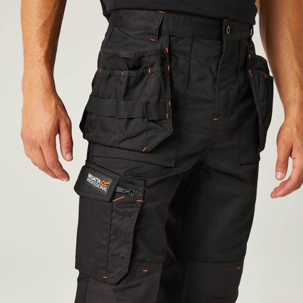 Regatta TRJ387 Incursion Holster Pocket Trousers Black 38" Waist / Long Leg