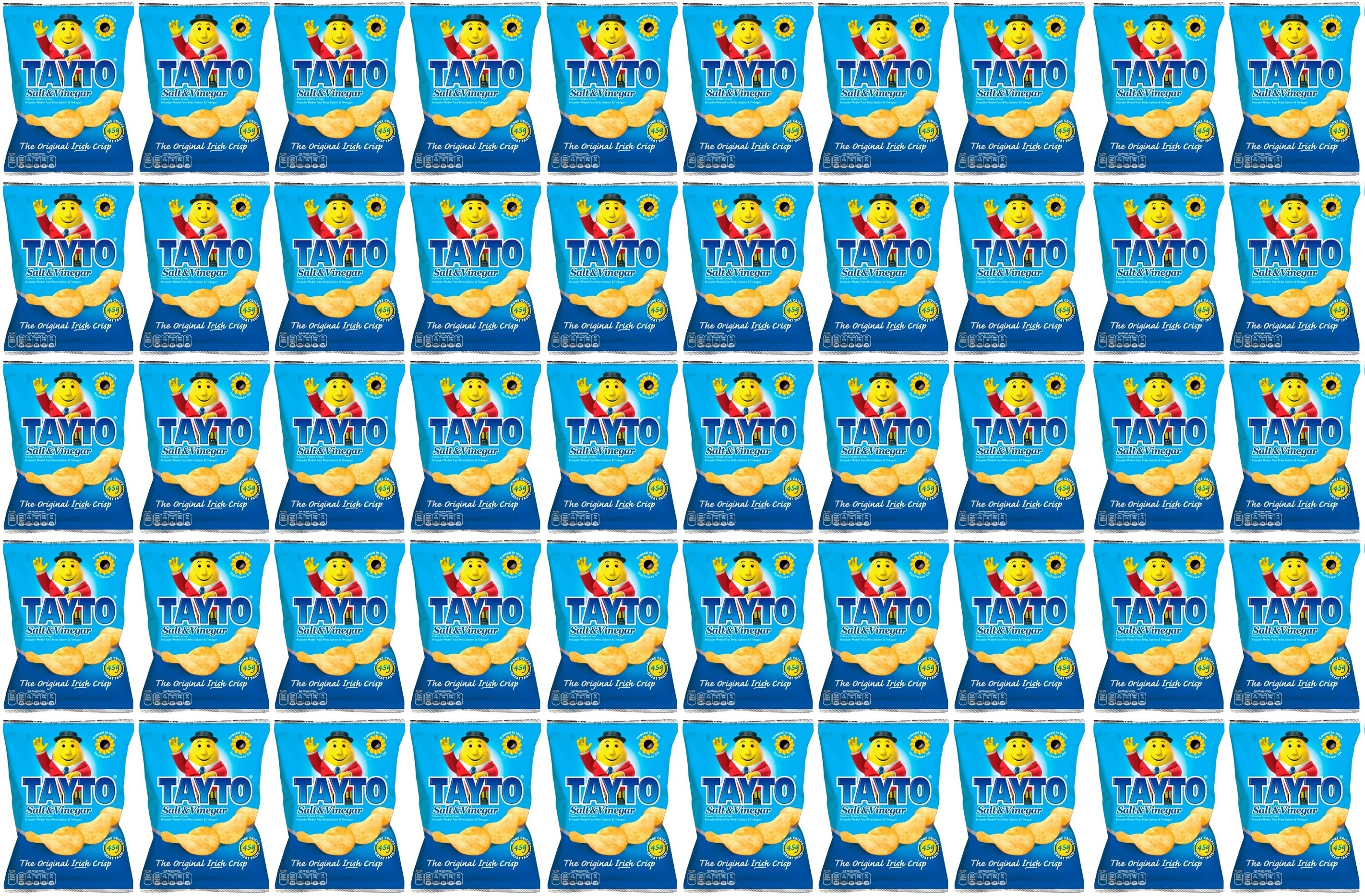 50 x Tayto Salt & Vinegar Flavour Potato Crisps 35G