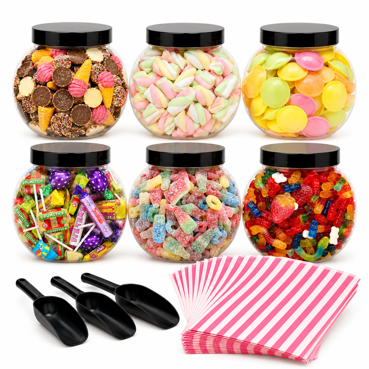 Themed Party Sweet Jar Buffet - Up to 75 People inc Scoops & Pick & Mix Bags