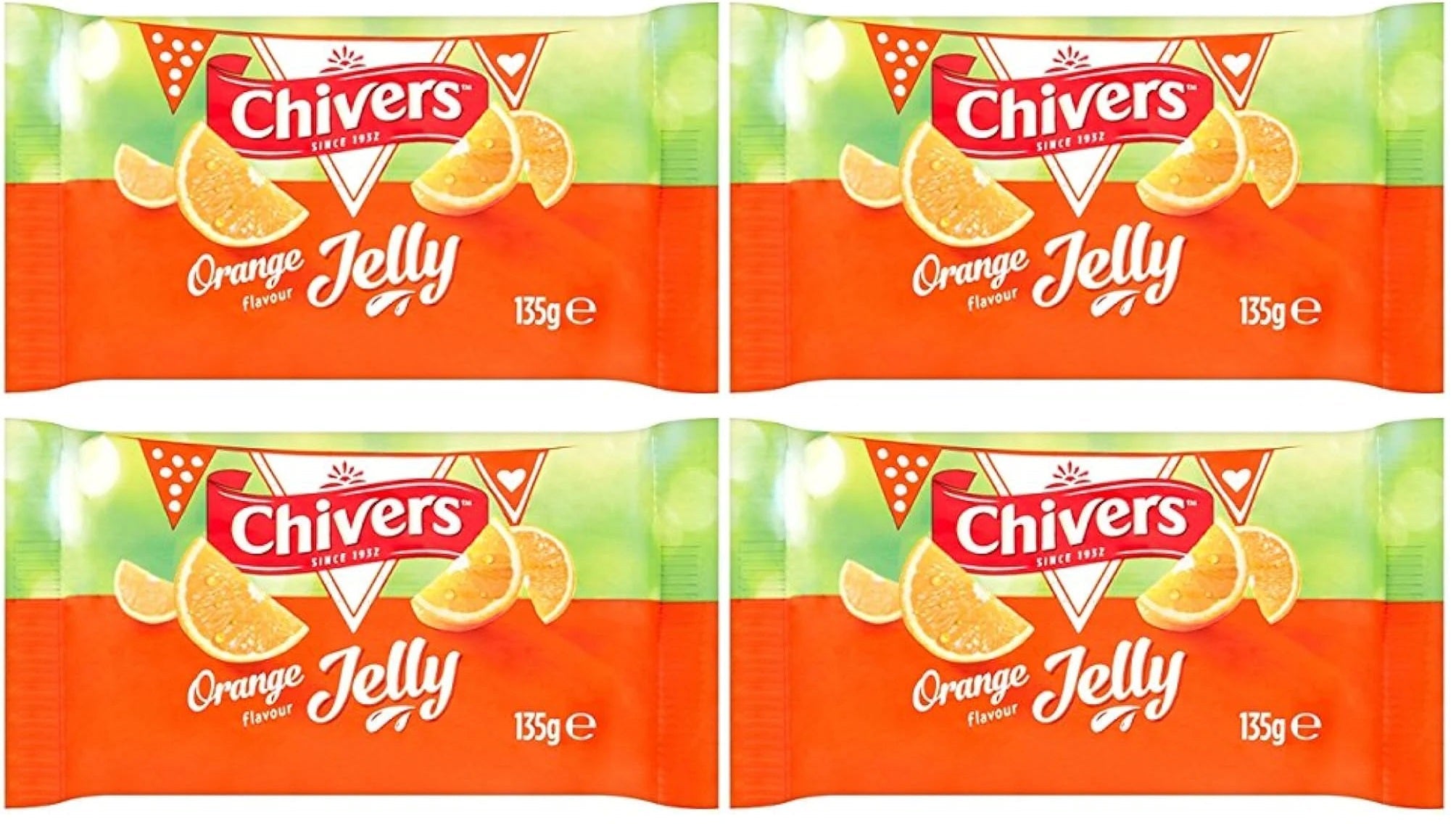 4 x Chivers Catering Orange Flavour Jelly 12 X 135G (1.62Kg)