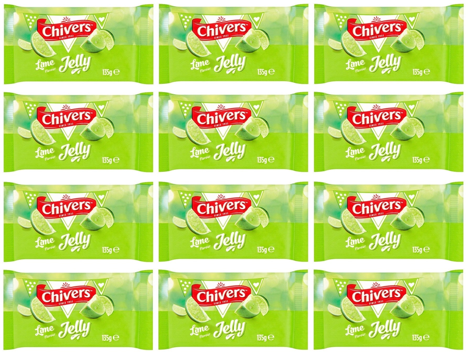 12 x Chivers Lime Flavour Jelly 135G