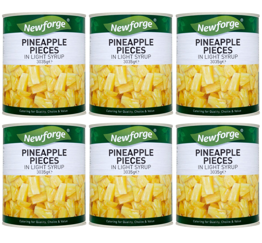 6 x Newforge Pineapple Slices In Light Syrup 3.05Kg