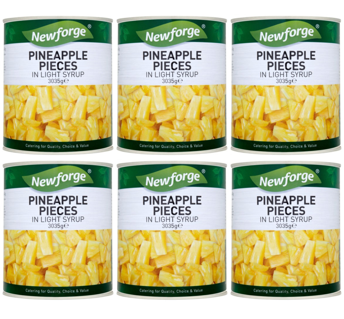 6 x Newforge Pineapple Slices In Light Syrup 3.05Kg