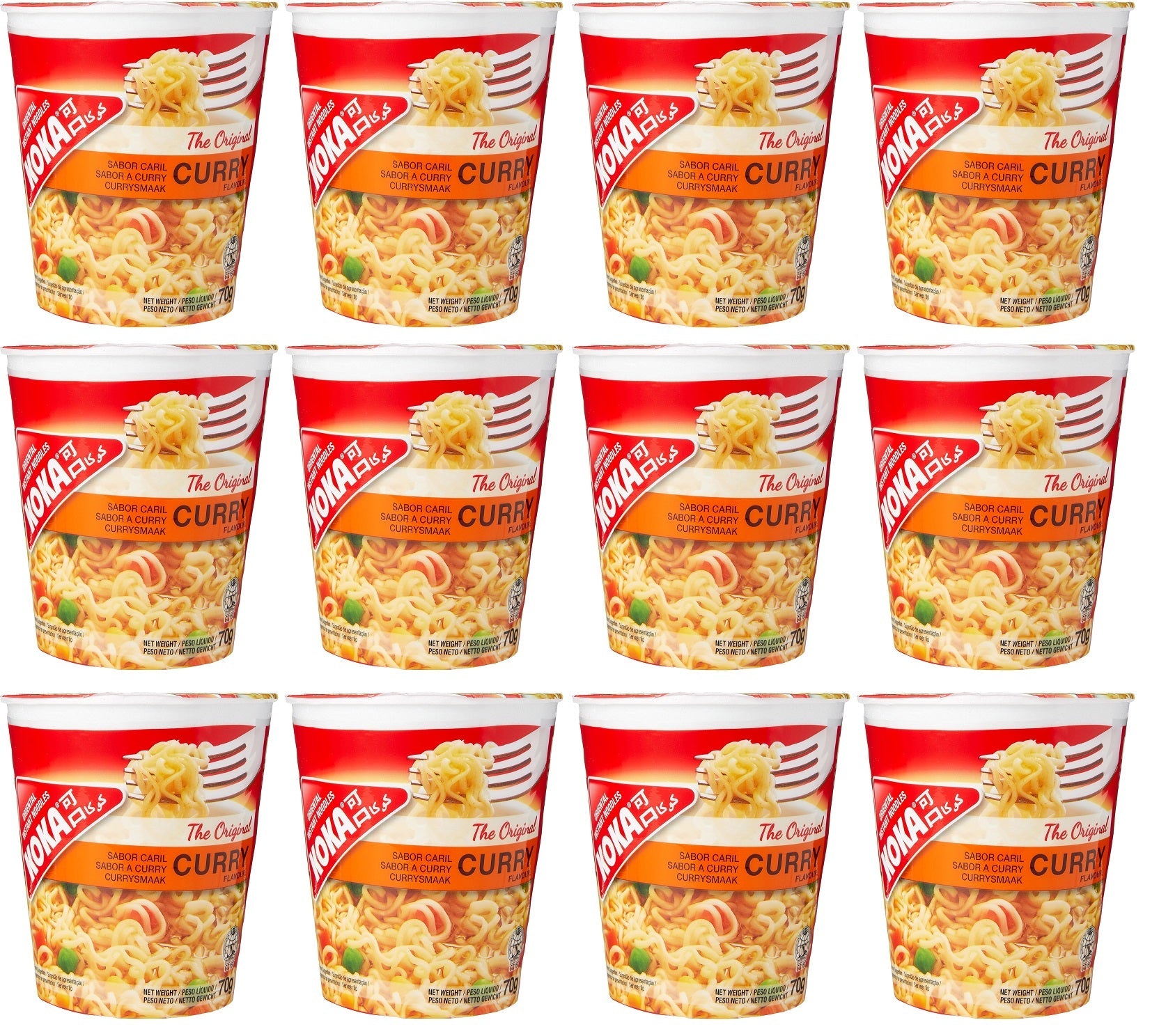 12 x Koka The Original Curry Flavour Oriental Instant Noodles 70G