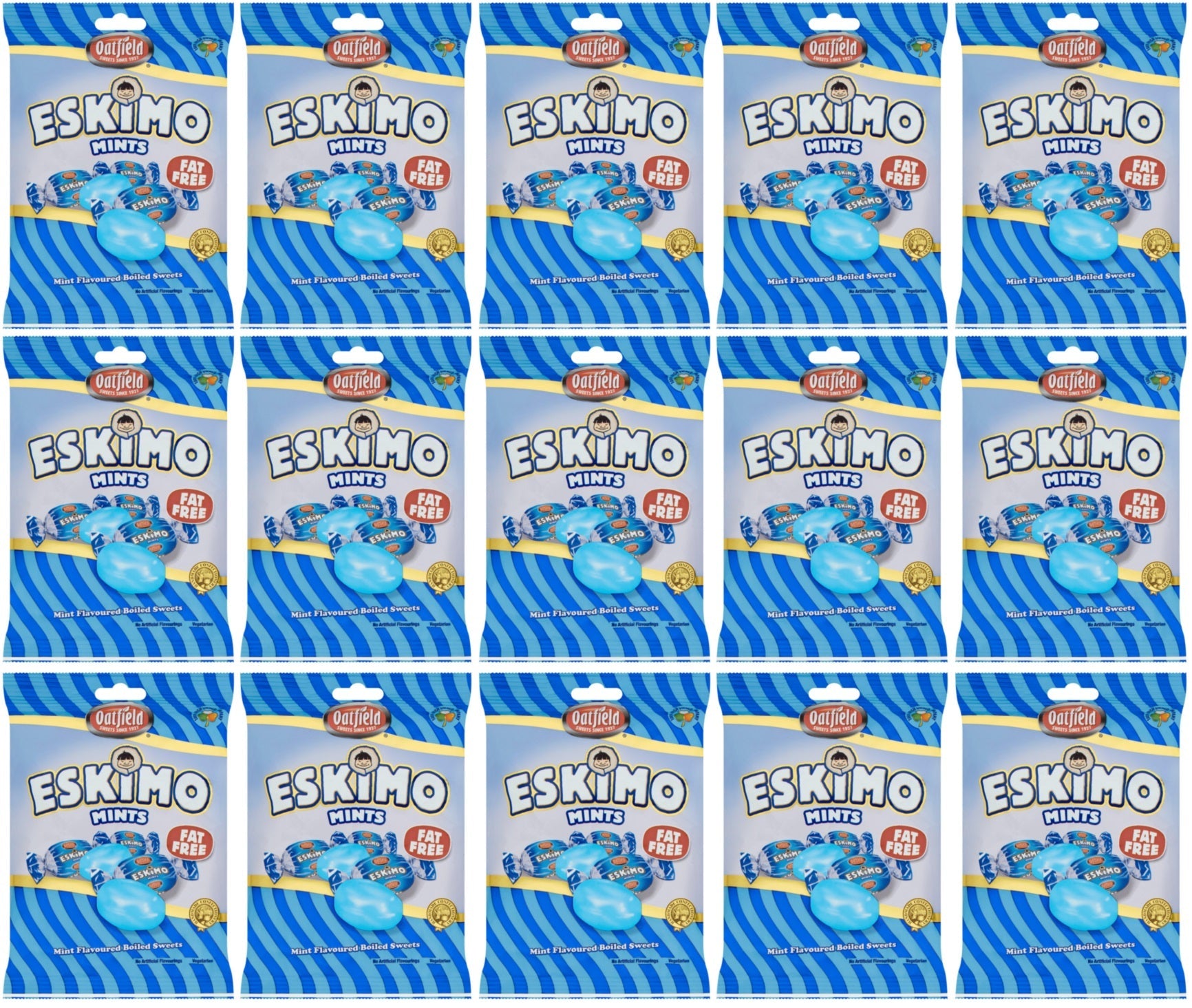 15 x Oatfield Eskimo Mint Flavoured Boiled Sweets 150G