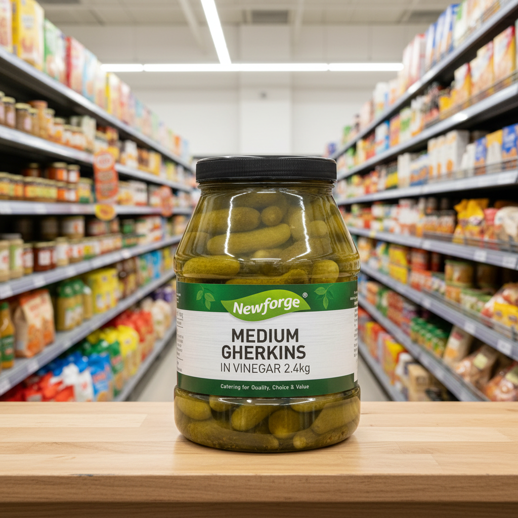 2 x Newforge Medium Gherkins In Vinegar 2.4Kg