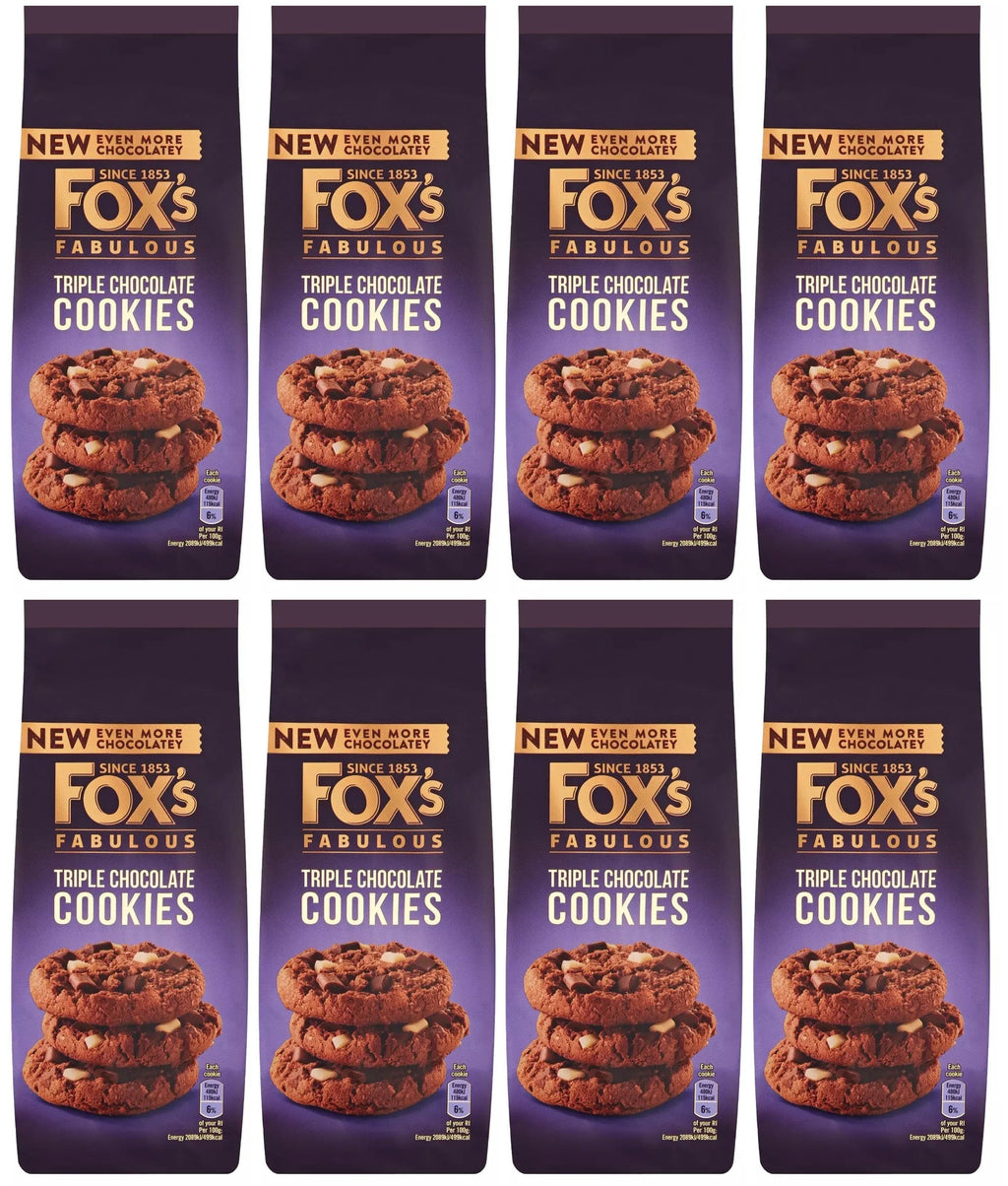 8 x Fox's Fabulous Triple Chocolate Cookies 180G