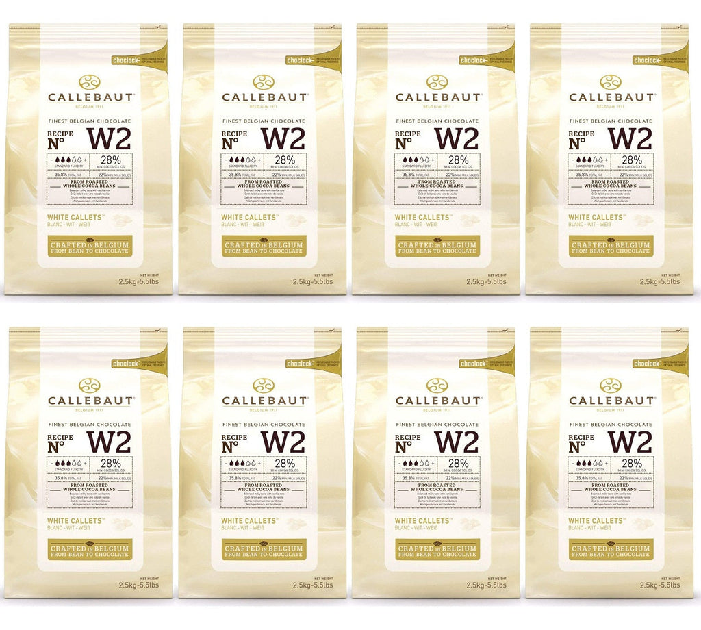 8 x Callebaut Finest Belgian Chocolate White Callets 2.5Kg