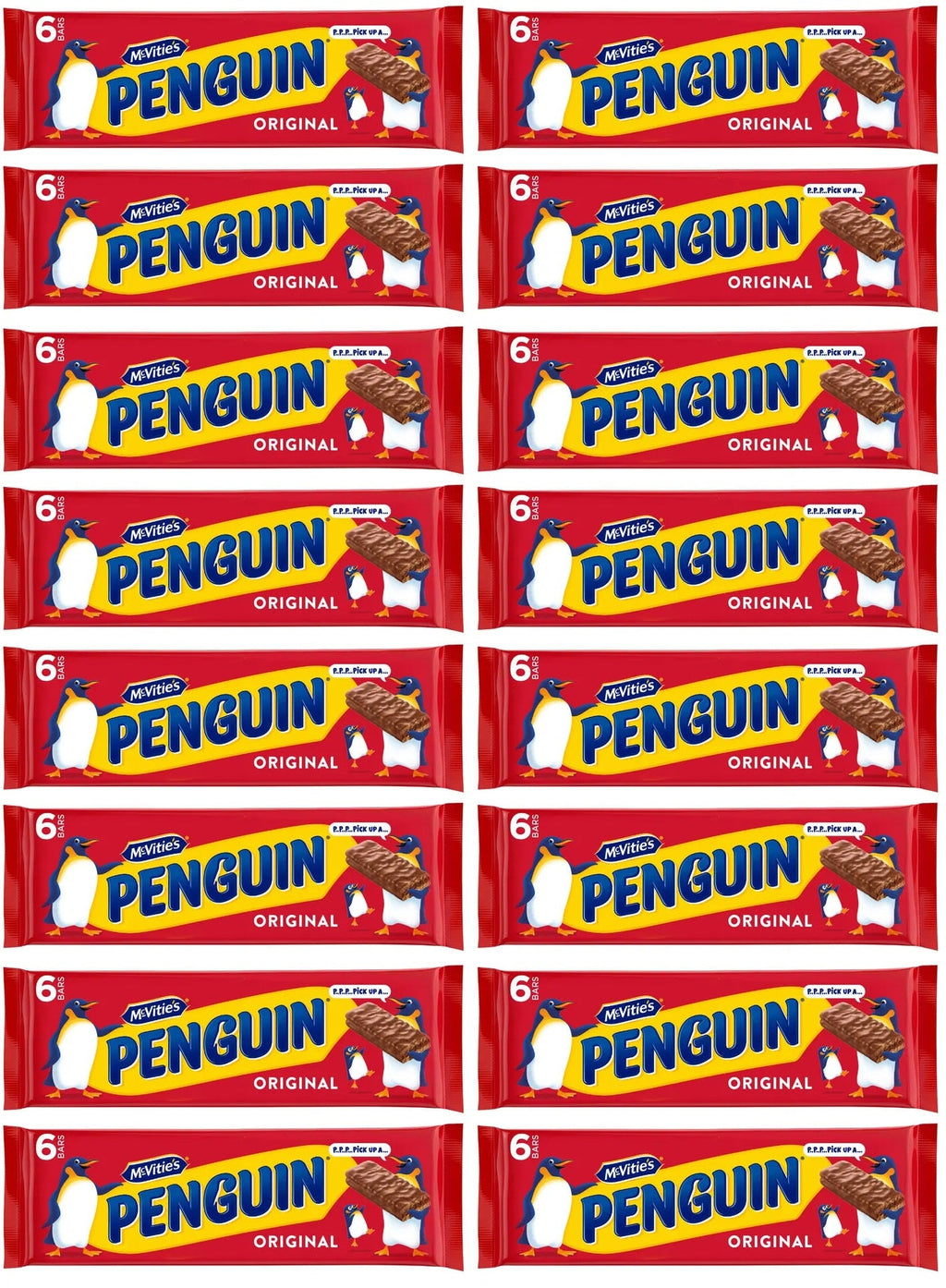 16 x Mcvitie's Penguin Milk Chocolate Biscuit Bars 6 Pack (147.6G)