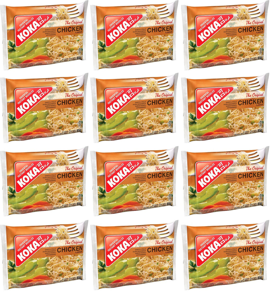 12 x Koka The Original Chicken Flavour Oriental Instant Noodles 4 X 85G (340G)