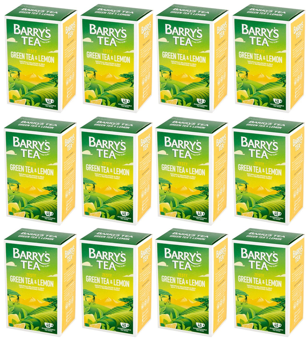 12 x Barry's Tea Green Tea & Lemon 40 Biodegradable Tea Bags 80G