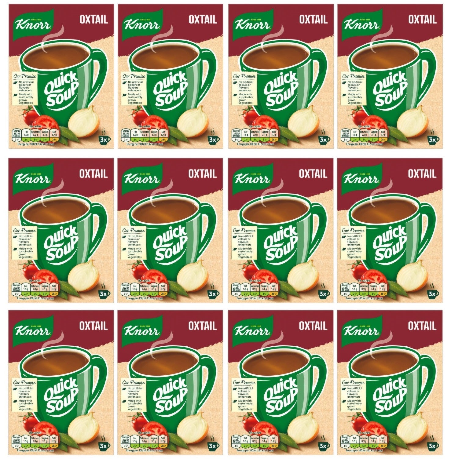 12 x Knorr Quick Soup Oxtail 3's 42G