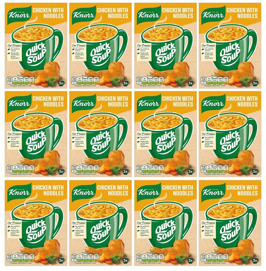 12 x Knorr  Dry Soup Mix Chicken With Noodles 36 G 3 Servings
