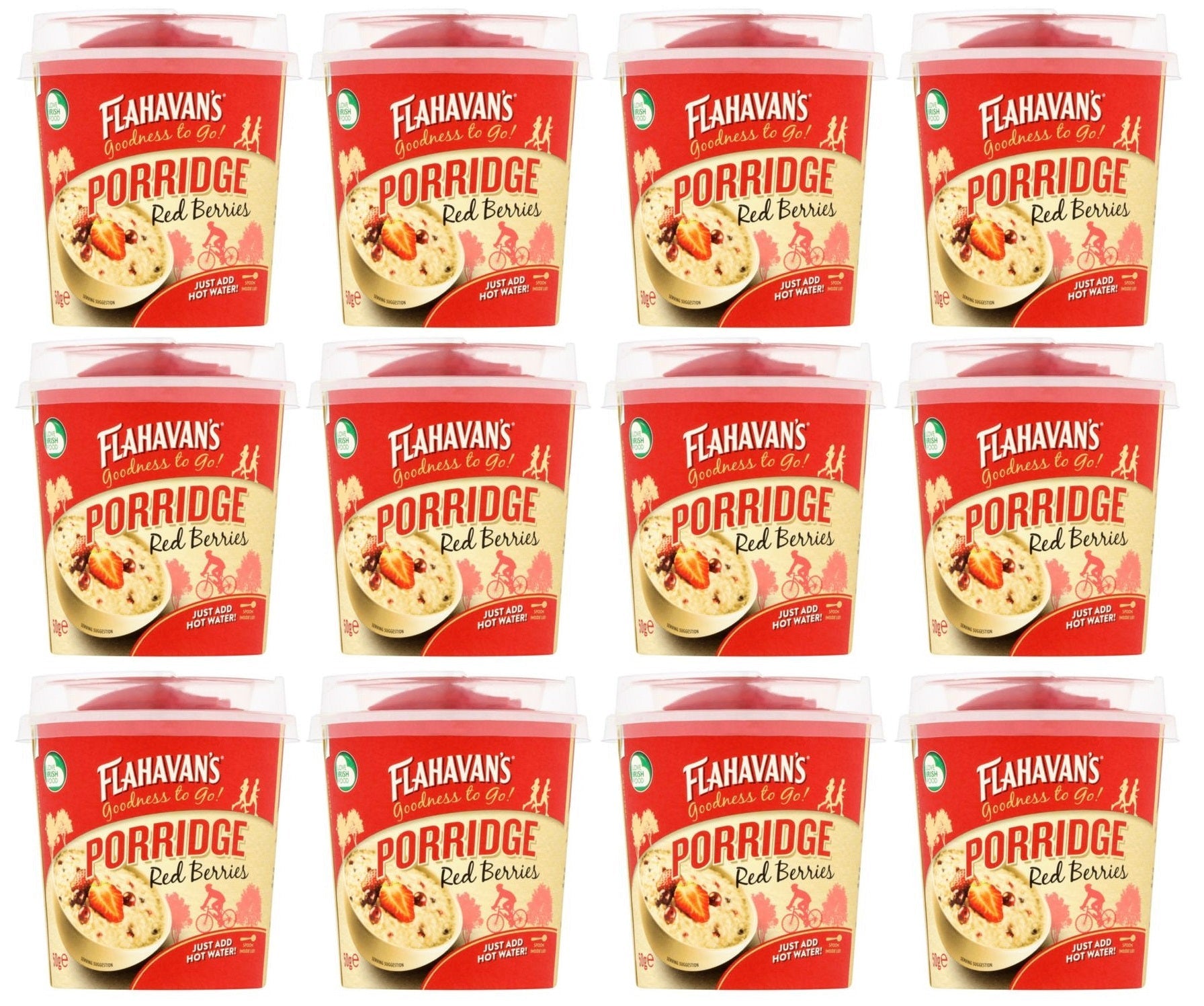 12 x Flahavan's Goodness To Go! Porridge Red Berries 50G