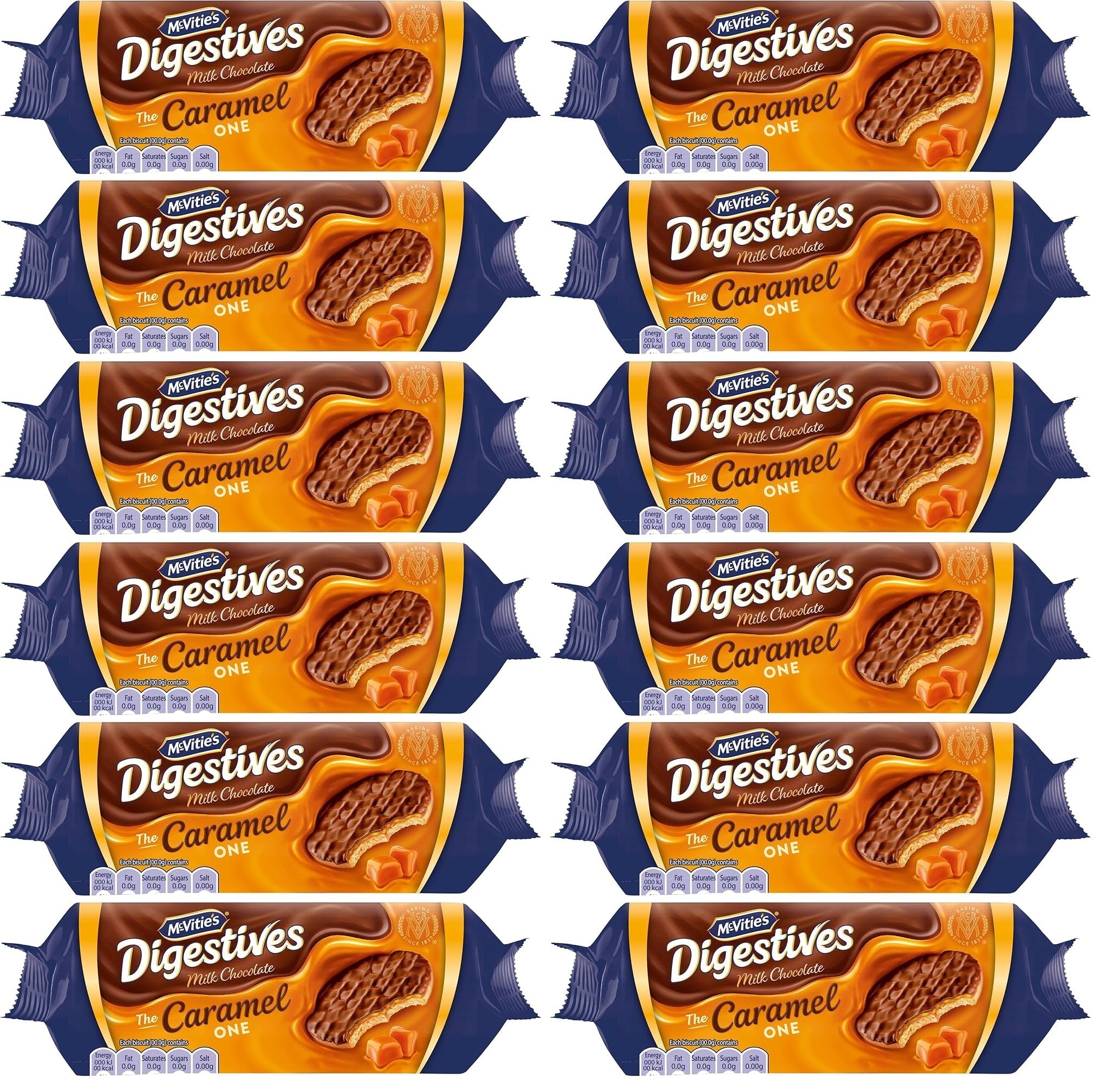 12 x Mcvitie's Digestives Milk Chocolate The Caramel One 250G