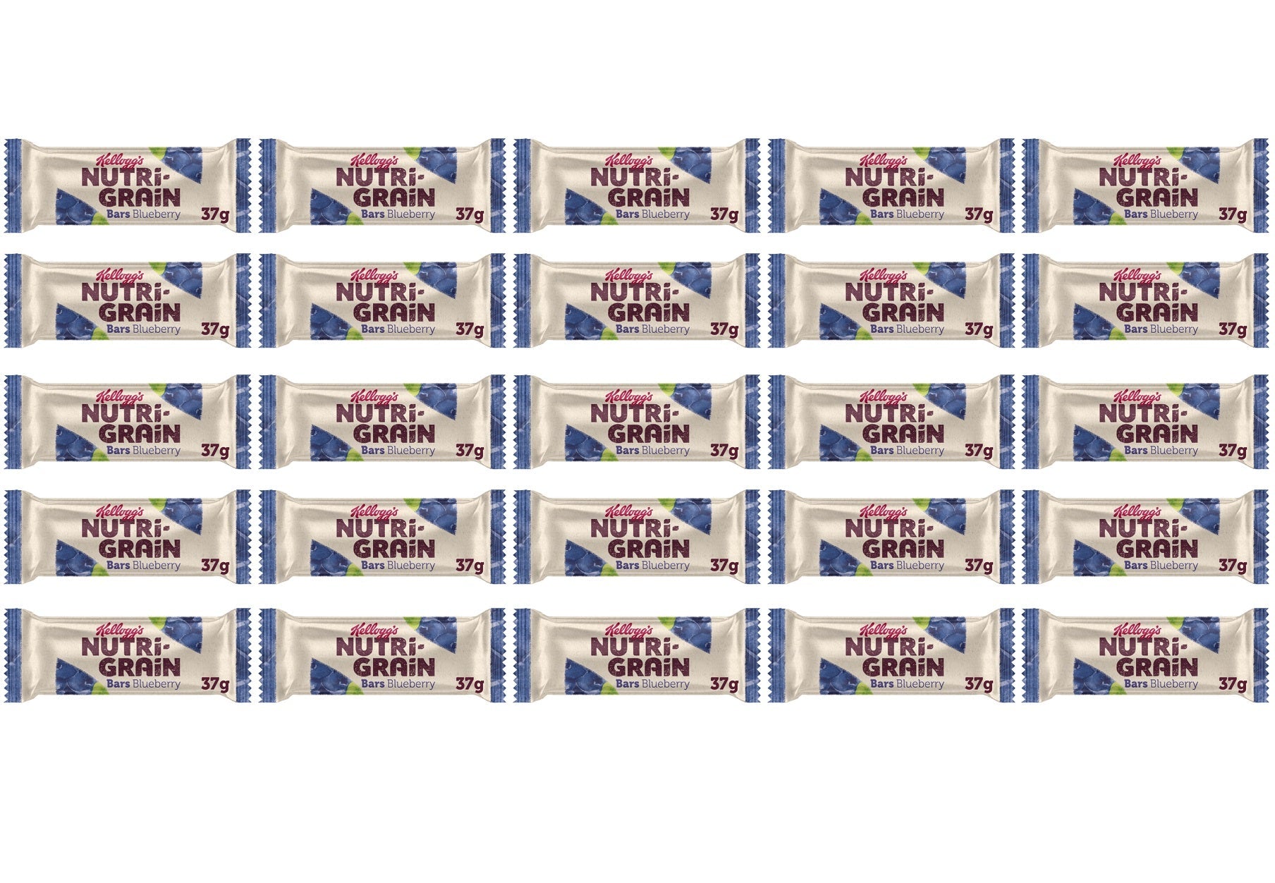 25 x Kellogg's Nutri-Grain Blueberry 37G