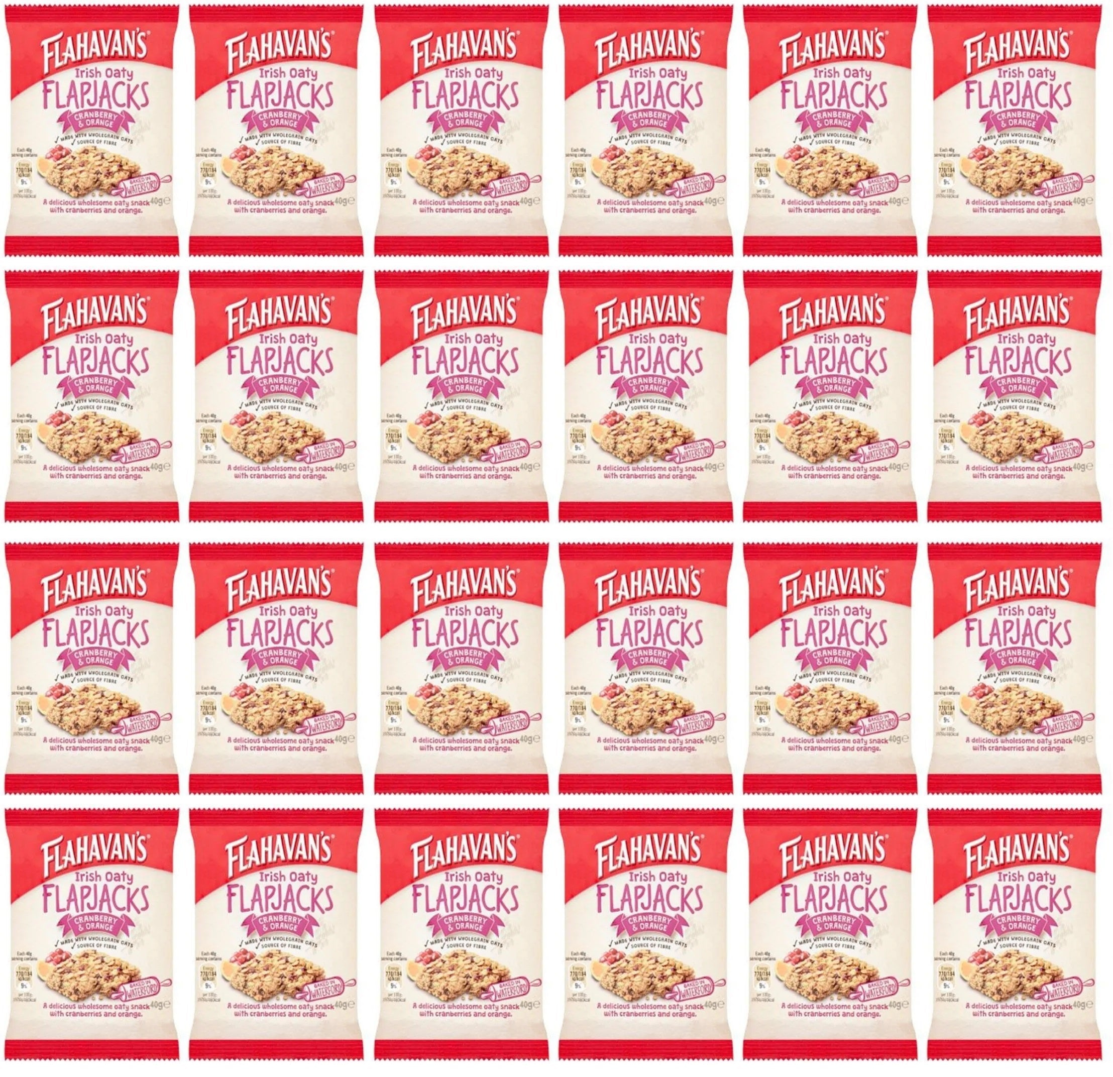 24 x Flahavan's Irish Oaty Flapjacks Cranberry & Orange 40G
