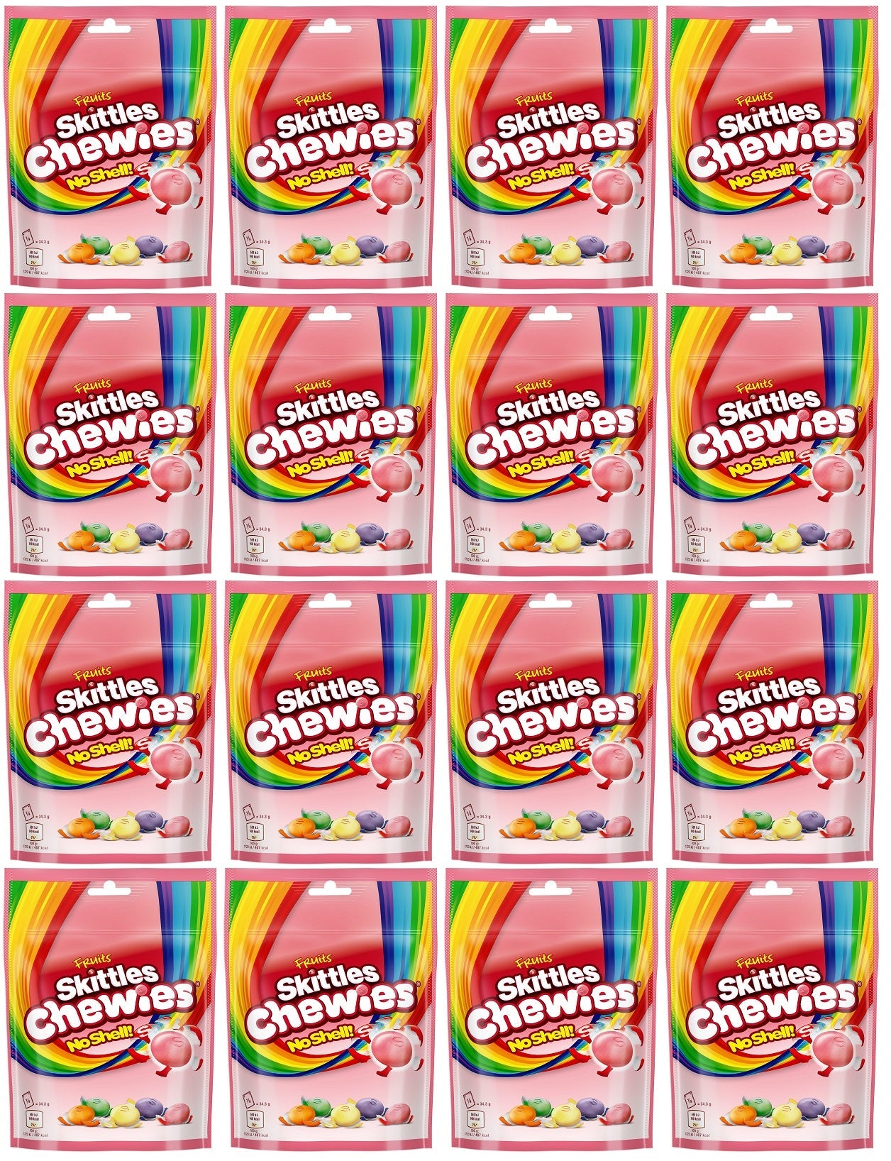 16 x Skittles Chewies Fruits Sweets Pouch Bag 137G