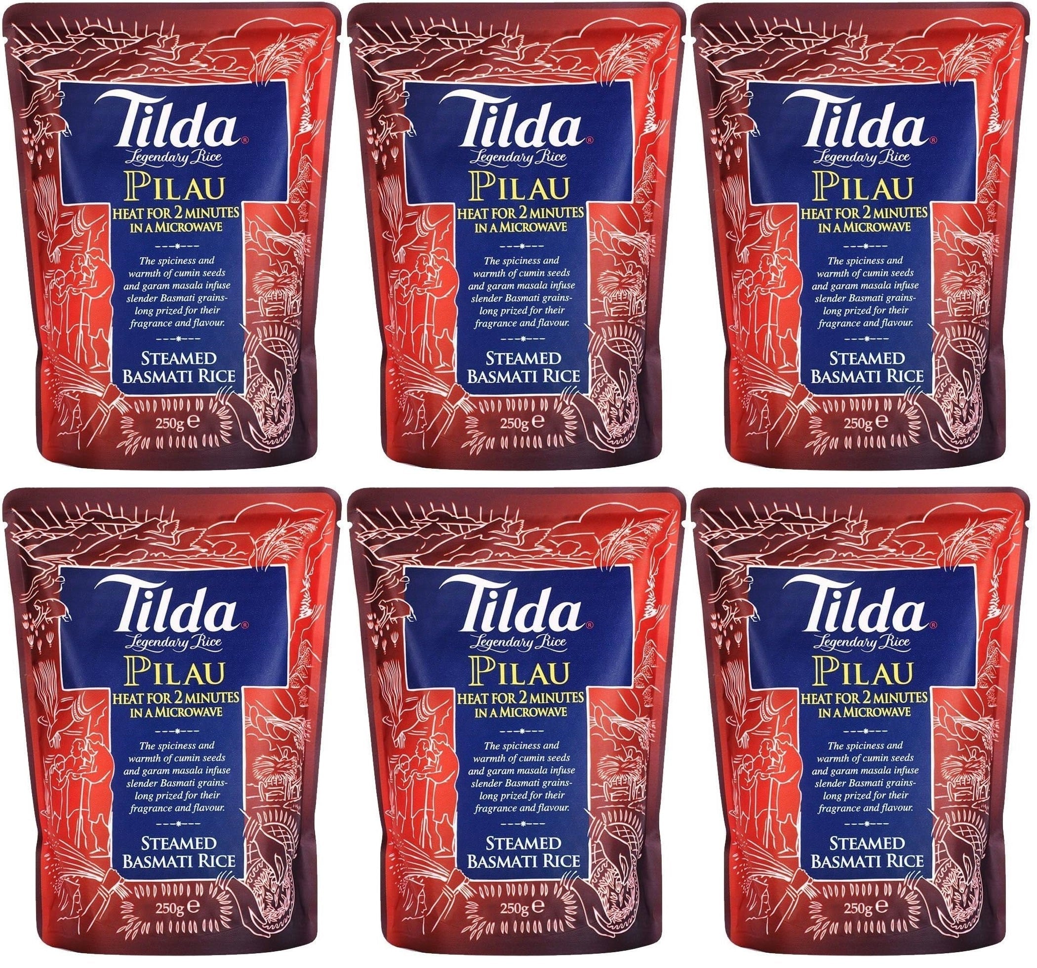 6 x Tilda Microwave Pilau Basmati Rice 250G