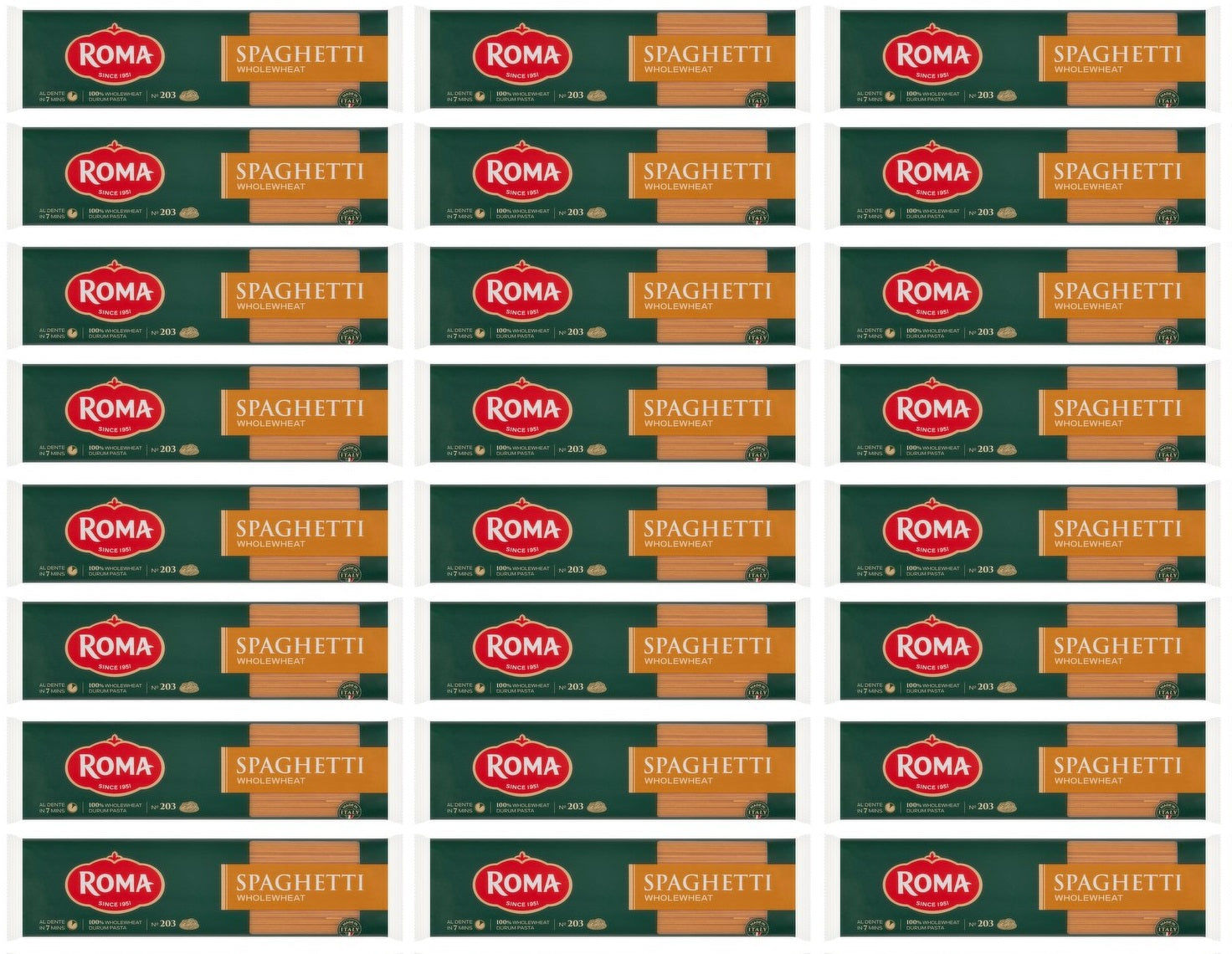 24 x Roma No 203 Wholewheat Spaghetti 500G