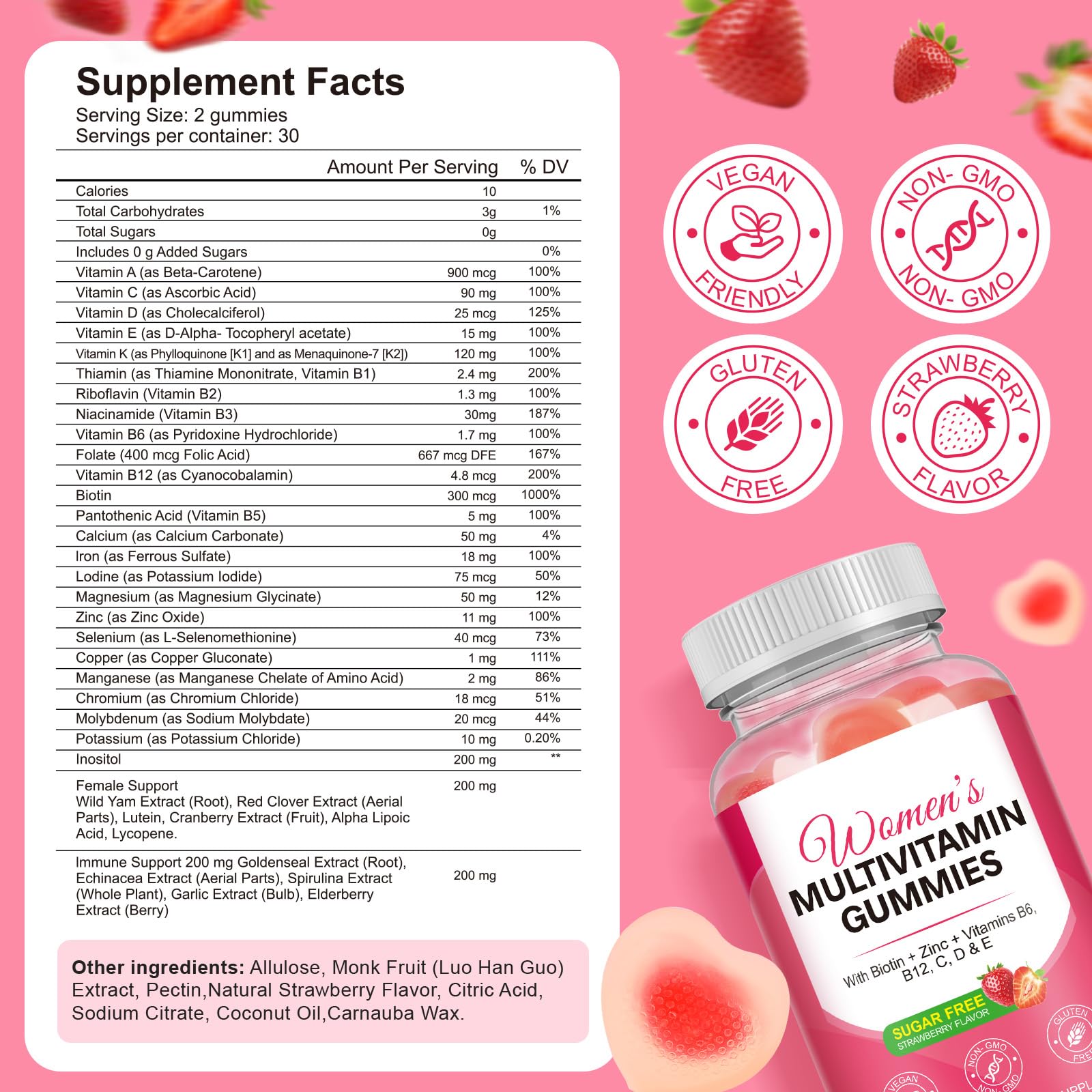 Vceeoy Women's Multivitamin Gummies – Biotin, Zinc & B Vitamins (60 Gummies)