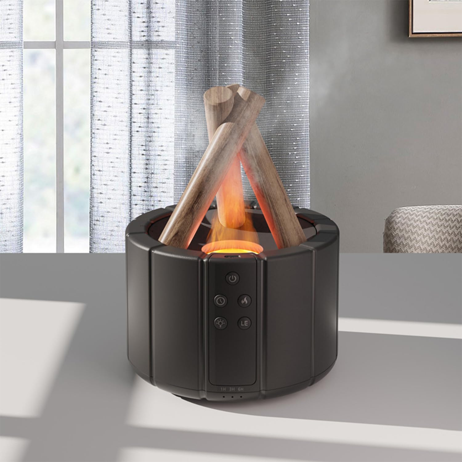 YALEDI Campfire Flame Diffuser 250ml – Remote, Auto Shut-Off, Night Light