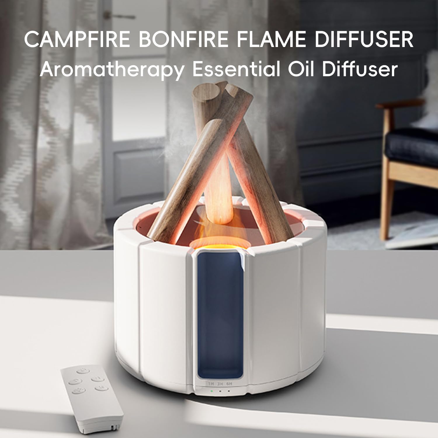 YALEDI Campfire Flame Diffuser 250ml – Remote, Auto Shut-Off, Night Light