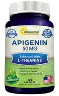 aSquared Nutrition Apigenin 50mg & L-Theanine 200mg – 120 Capsules for Sleep & Relaxation