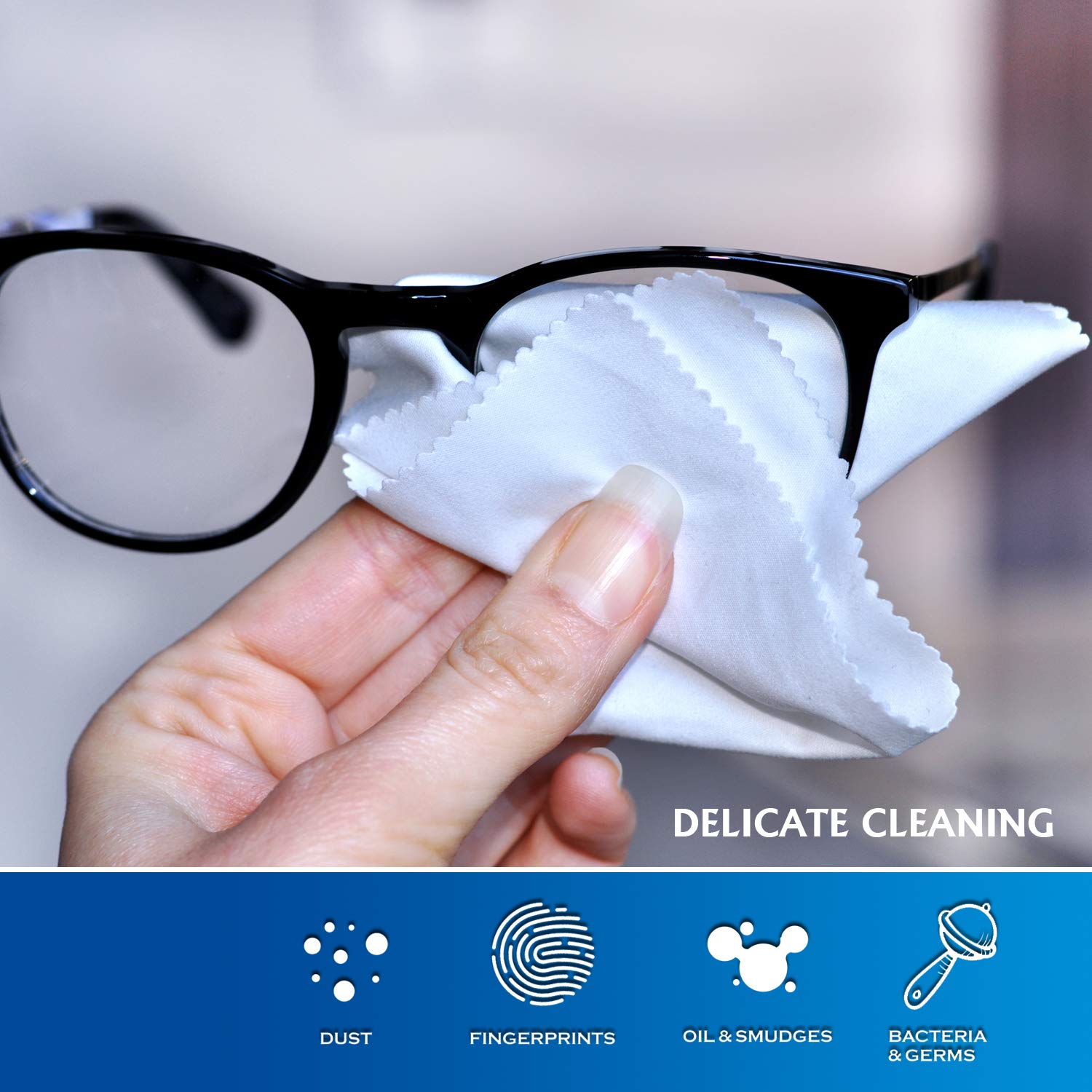 AAwipes Microfiber Cleaning Cloths 30 Pack for Glasses, Lenses, Phones & Delicate Surfaces (6x7) – White & Dark Grey